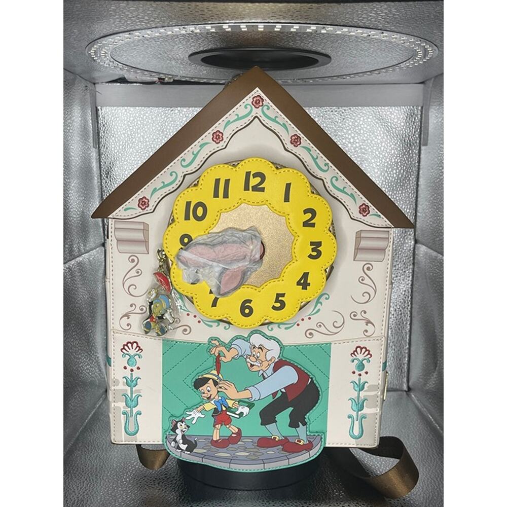 Loungefly Wondercon Disney Pinocchio Cuckoo Clock House Mini Backpack Brown NWT